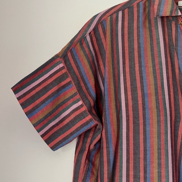 Madewell Courier Button Back Shirt Rainbow Mulled Wine Smith Stripe Contemporary - Picture 5 of 13
